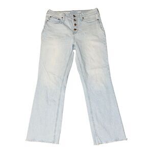 J Crew Jeans Womens Sz. 29T TALL Demi Boot crop Raw hem light wash Button Fly